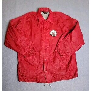 Vtg Plac Jac Dunbrooke Windbreaker Mens L Red Trucker Million Miles  Zip  Safety